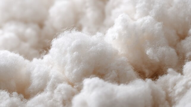 Close-up of fluffy, textured white material resembling clouds or cotton