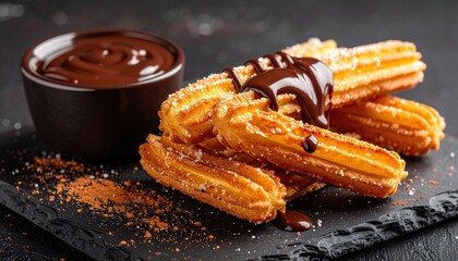 Hot churros with chocolate cream 