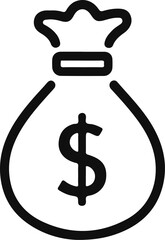 Bag with dollar sign. dollar money bag Icon isolated on white. bag with money. dollar bag or money bag. dollar money bag Icon isolated on white.
