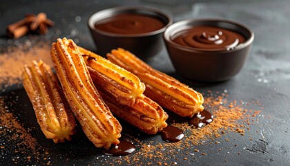 Hot churros with chocolate cream 