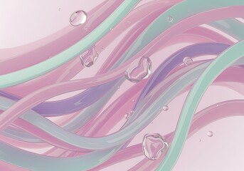 Pastel Colored Flowing Lines with Water Droplets Beautiful Aesthetic Gentle Design Concept for Modern Backgrounds or Creative Projects