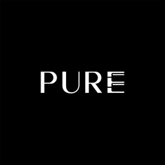 word pure  piano instrument or playing music logo design isolated on back background