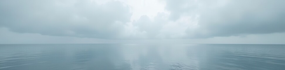Obraz premium Tranquil seascape with overcast sky and serene gray ocean, ideal for relaxation and mindfulness, ocean, relaxation