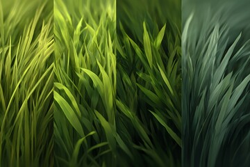 Gradient Green Grass Texture &ndash; Hyper-Realistic Close-Up Eco Background with Natural Lighting