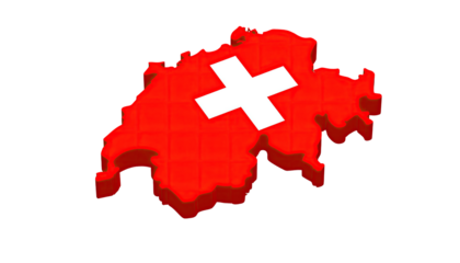 3D map of Switzerland, national flag