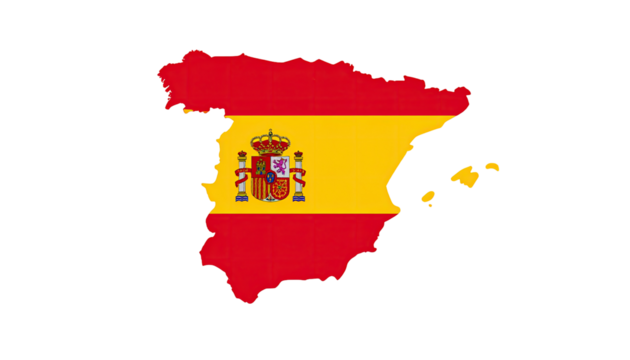 Spain flag shaped as the country's outline