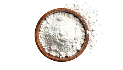 Wooden bowl filled with white flour (1)