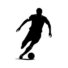 Fototapeta premium Dynamic soccer player silhouette skillfully dribbling ball capturing athletic action and passion