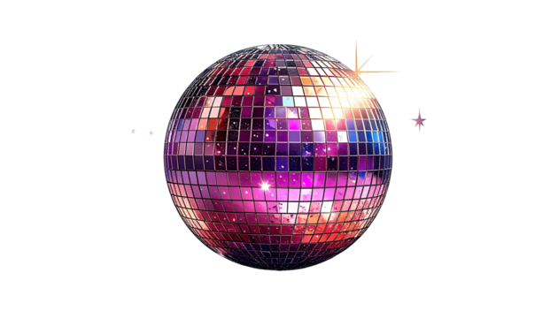 Reflective disco ball in vibrant colors