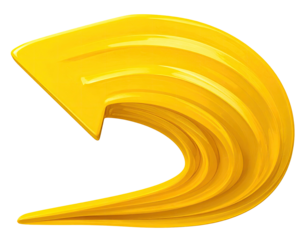 A vibrant, stylized yellow arrow