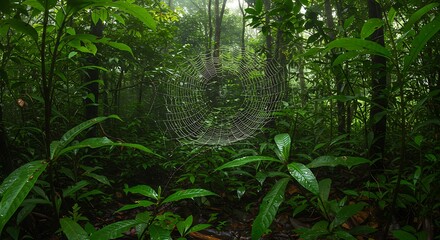 Fototapeta premium Spiderweb in lush rainforest