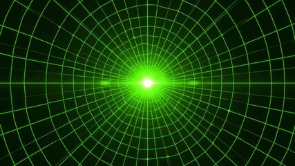 A seamlessly looping video depicts a vibrant lime green circular flare expanding into a geometric grid pattern, symbolizing abstract digital network dreamy, presentation, website