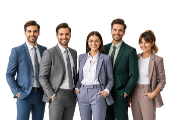 Group of five businesspeople looking at camera