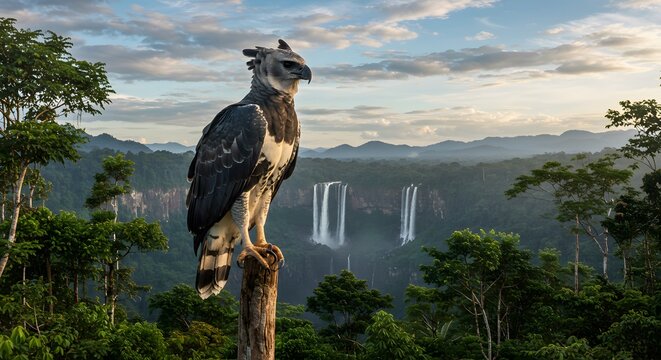 Harpy eagle harpia harpyja on a tree trunk 06
