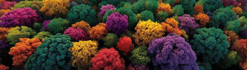 Vibrant autumn forest aerial view