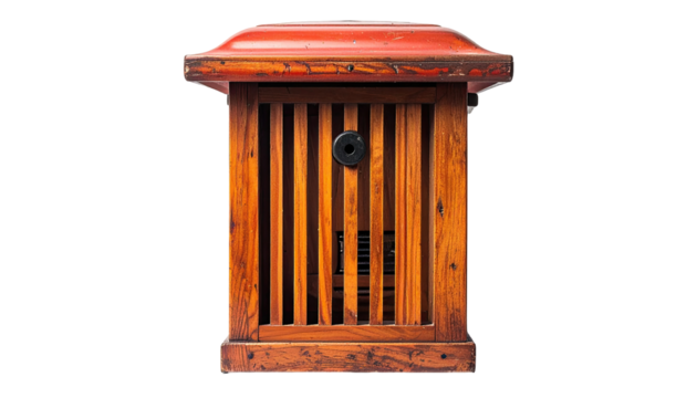 Ornate wooden box with red top