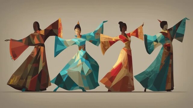 Dancers in Vibrant Costumes Showcase Traditional Movements in a Colorful Performance Inspired by Cultural Heritage