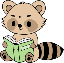 cute animal reading book