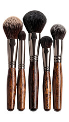 Makeup brushes in a vertical arrangement
