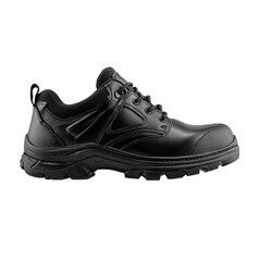 Durable black safety shoes on transparent background