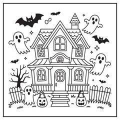 Fototapeta premium House Spooky Coloring Pages