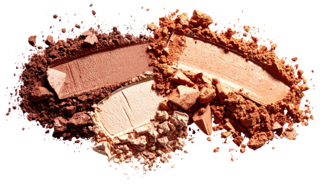 Close-up of crushed eyeshadow palettes