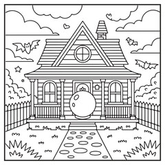 Fototapeta premium House Spooky Coloring Pages
