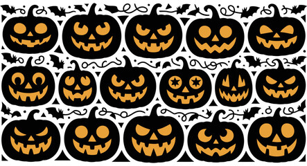 Black and Orange Halloween Icons Background