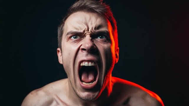 A man's reaction in shock, possibly surprised or alarmed