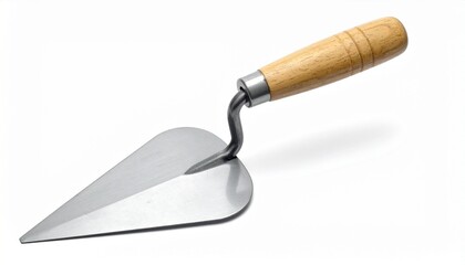 Masonry trowel with wooden handle.