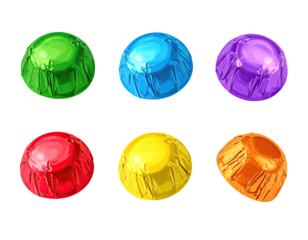 Colorful round candies arranged in a grid