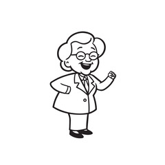 Old woman in formal clothes black and white vector illustration simple minimalist portrait design