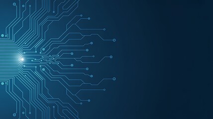 Abstract digital circuit board illustration with glowing light and blue background for modern technology concepts and design needs