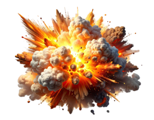 Explosive burst of fiery debris