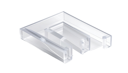 Transparent plastic component with interlocking sections