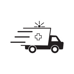 Ambulance Icon. simple emergency medical service vehicle flat design isolated on white background.