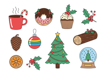 A delightful collection of festive holiday treats and decorations.