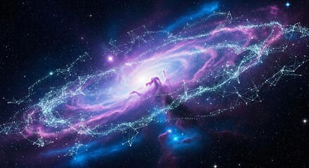 Vibrant nebula cosmic clouds swirling galactic energy illuminated starry space