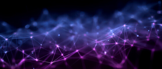 Abstract Polygon Mesh Network with Colorful Connections and Light Background