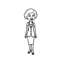 Old woman in formal clothes black and white vector illustration simple minimalist portrait design