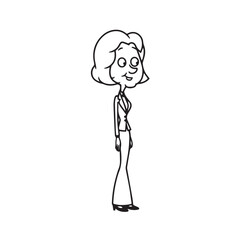 Old woman in formal clothes black and white vector illustration simple minimalist portrait design