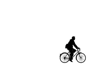 Confident cyclist with backpack pedals energetically, embracing freedom and an active lifestyle during an outdoor journey