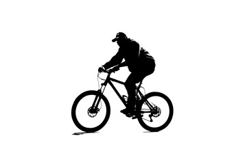 Dynamic cyclist silhouetted against the sky, embodying freedom and adventure on a thrilling mountain bike journey, perfect for sports and outdoor themes.