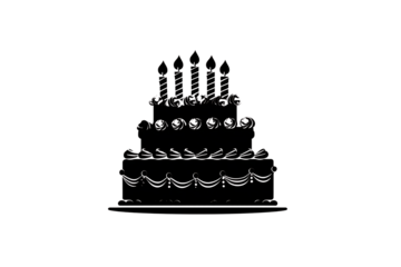 Celebrate milestones with this festive tiered birthday cake adorned with five glowing candles and elegant frosting swirls, perfect for any special occasion.