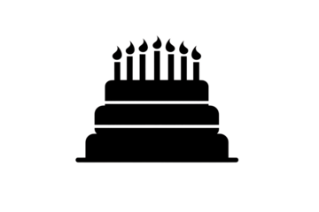 Celebrate with this festive, tiered cake adorned with seven glowing candles, perfect for birthdays, anniversaries, or any joyous occasion, bringing warmth and delight.