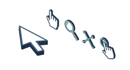 Collection of computer cursor icons and pointers, isolated on transparent background