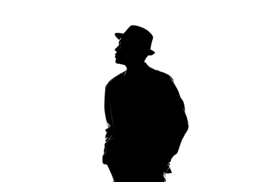 Confident man in silhouette standing strong, conveying power, leadership, and professional success with a modern, minimalist aesthetic perfect for corporate branding and motivational content. - Powered by Adobe
