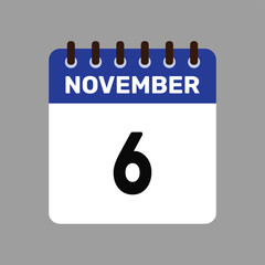 calendar with november 6 icon vector reminder for important deadlines and special events this autumn season