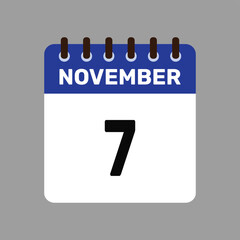 calendar with november 7 icon vector reminder for important deadlines and special events this autumn season