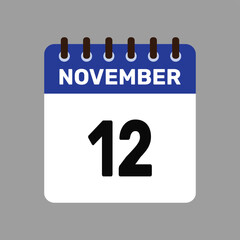 calendar with november 12 icon vector reminder for important deadlines and special events this autumn season